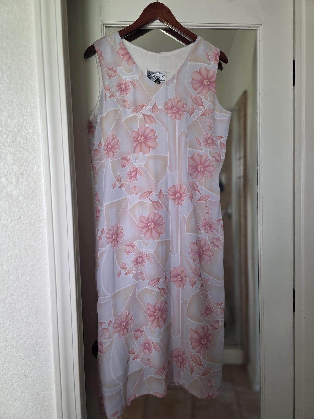Sleeveless Pink Floral Shift Dress Size 36